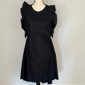 Stefanel Black Mini Dress with Ruffle Sleeves Sz 8